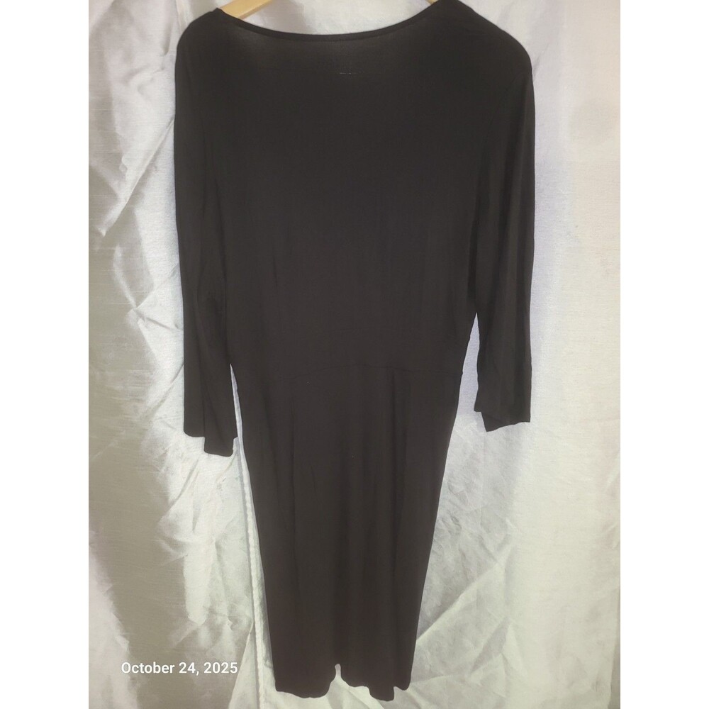 Women's 3/4 Sleeve Black Cotton TShirt Dress Falls Creek XL - Picture 2 of 5